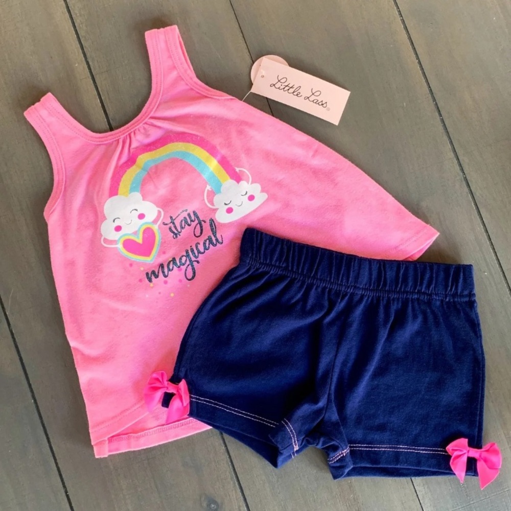 NWT 12M Pink 2 Piece Rainbow Magic Outfit
